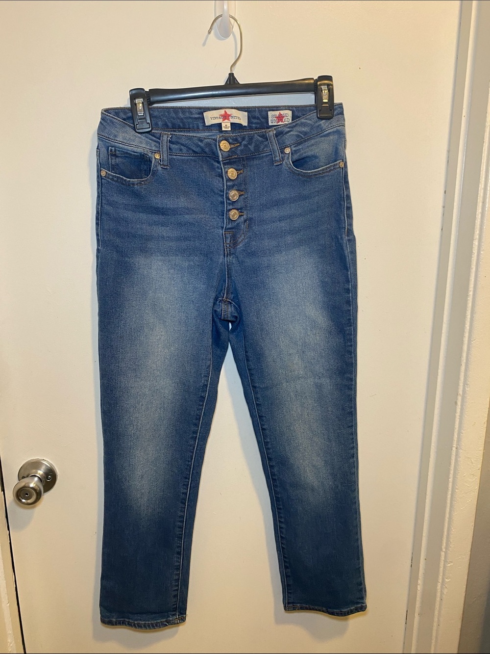 Vigoss Women’s High-Rise Skinny Button-Fly Medium Blue Jeans